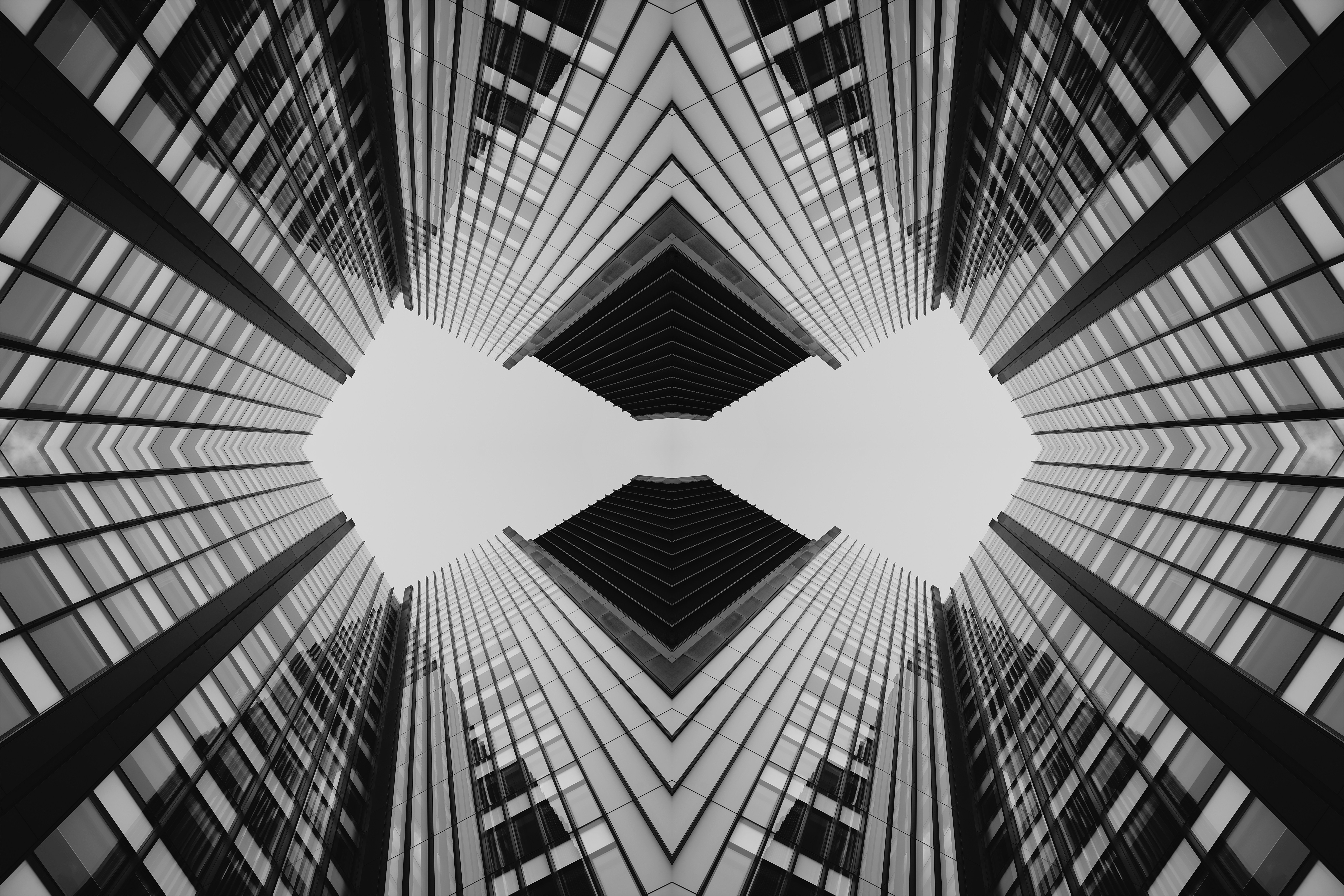 Symmetrical architectural columns converging upward — the structural pillars that hold a business together